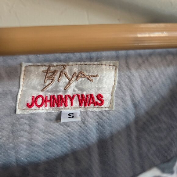 Johnny Was Biya Ubre Velvet Silk Tunic Top Blue Multicolor Sz Womens Small Boho - Picture 2 of 12